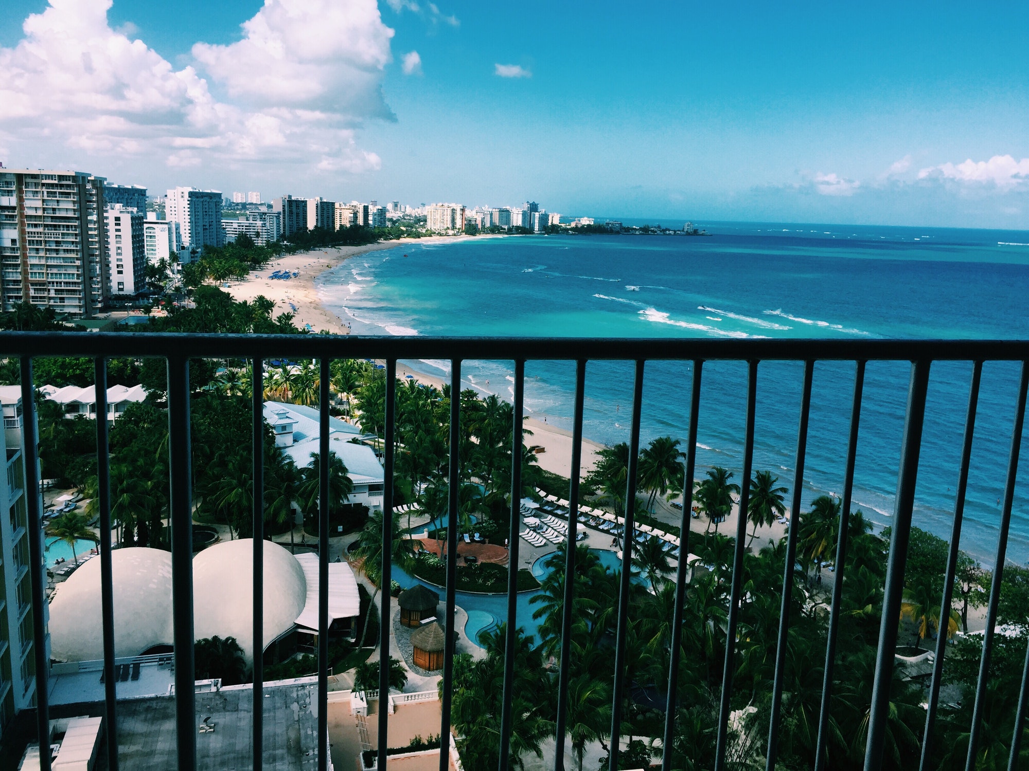 View of beach from beach hotel suite